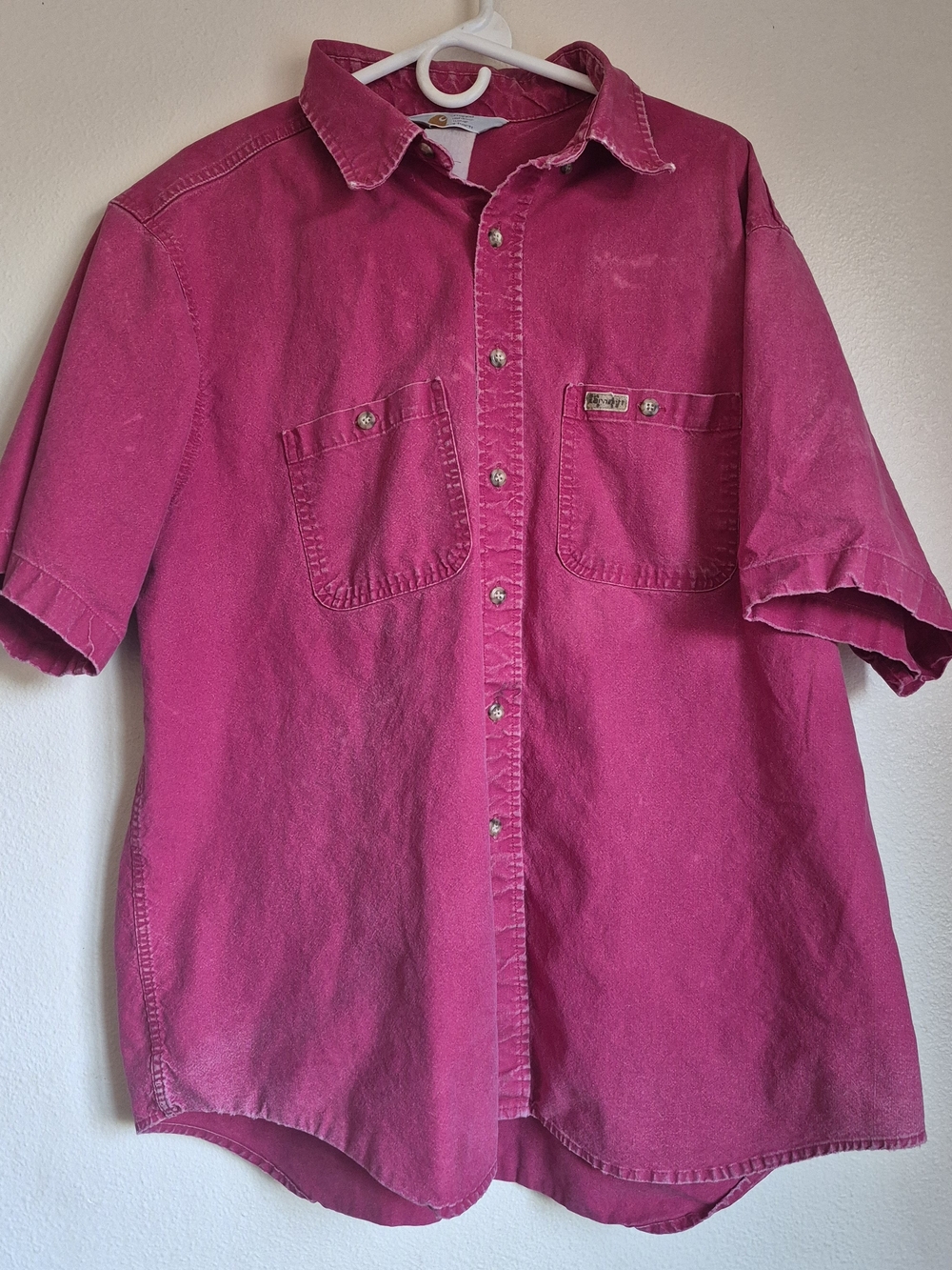 Carhartt Men's Short-Sleeve Button-Down Shirt in Bright Pink